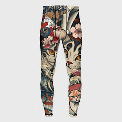 Тайтсы мужские Котики и рыбки в сакуре, цвет: 3D-принт