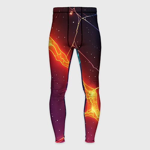 Мужские тайтсы Сине-оранжевые молнии текстура / 3D-принт – фото 1