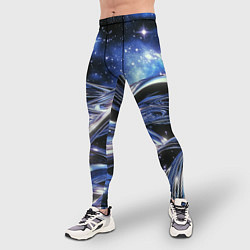Тайтсы мужские Закрученные линии и звезды - космическая абстракци, цвет: 3D-принт — фото 2