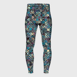 Тайтсы мужские Бордово-голубой квадратный паттерн, цвет: 3D-принт