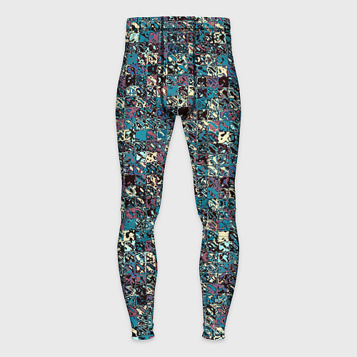 Мужские тайтсы Бордово-голубой квадратный паттерн / 3D-принт – фото 1