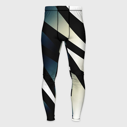 Мужские тайтсы Чёрно-белый с синим затемнением полосы / 3D-принт – фото 1