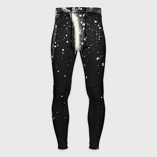 Мужские тайтсы Белые брызги на черном / 3D-принт – фото 1