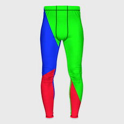 Тайтсы мужские Зелёно-сине-красный трёхцветный, цвет: 3D-принт