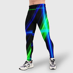 Тайтсы мужские Color blue black green, цвет: 3D-принт — фото 2
