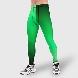 Тайтсы мужские Чёрно-зелёный градиент пополам, цвет: 3D-принт — фото 2