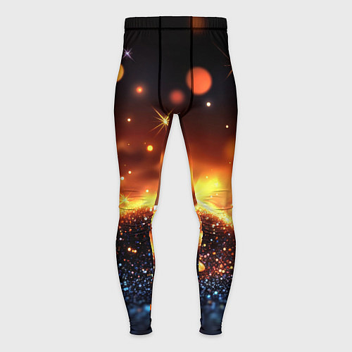 Мужские тайтсы Оранжевое боке на черном / 3D-принт – фото 1