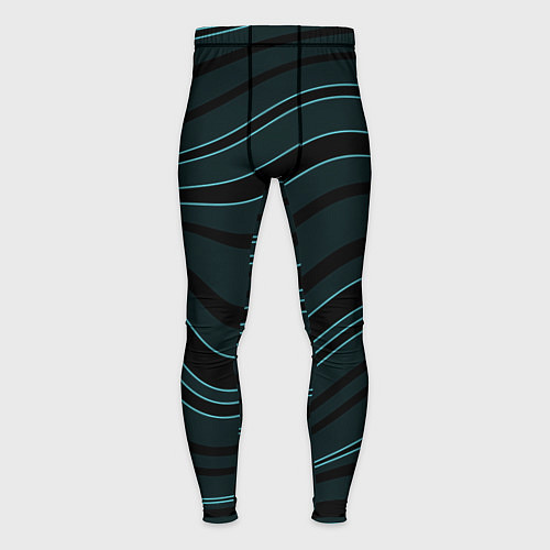 Мужские тайтсы Тёмный синий волнистые полосы / 3D-принт – фото 1