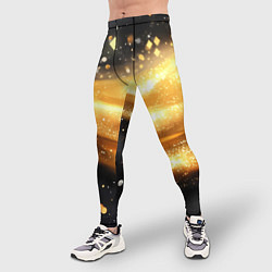 Тайтсы мужские Золотистая волна на черном фоне, цвет: 3D-принт — фото 2