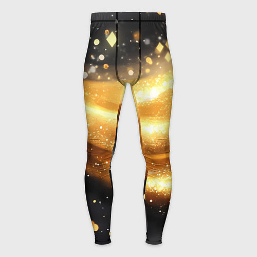 Мужские тайтсы Золотистая волна на черном фоне / 3D-принт – фото 1