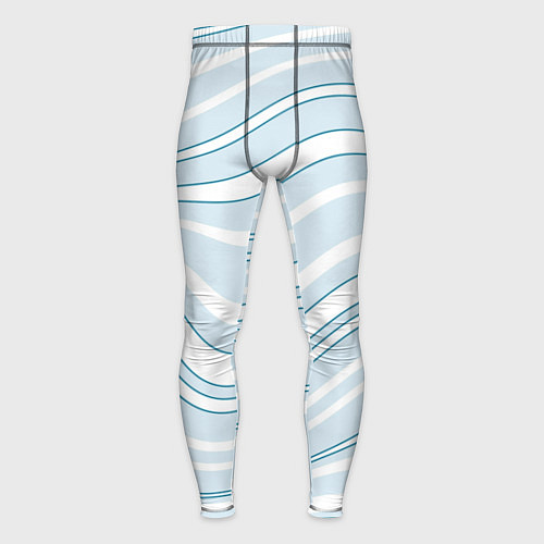 Мужские тайтсы Светлый бело-голубой волнистые полосы / 3D-принт – фото 1