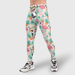 Тайтсы мужские Панда фламинго лето ананас, цвет: 3D-принт — фото 2