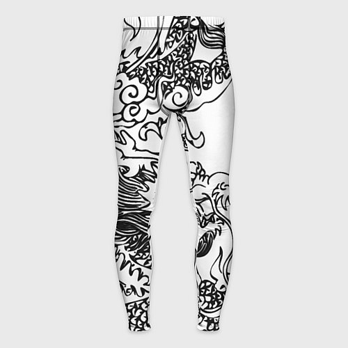 Мужские тайтсы Татуировка дракона на белом / 3D-принт – фото 1