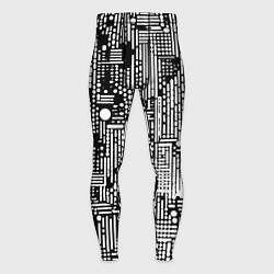 Мужские тайтсы Чёрно-белые абстракция точки полоски