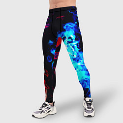 Тайтсы мужские Розовый и голубой огонь битва, цвет: 3D-принт — фото 2