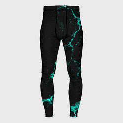 Мужские тайтсы Неоновый абстрактный черный и зеленый мрамор