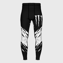 Тайтсы мужские Monster energy белые полосы, цвет: 3D-принт