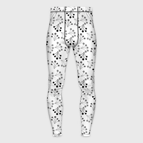 Мужские тайтсы Черно белый ягодный узор ретро / 3D-принт – фото 1