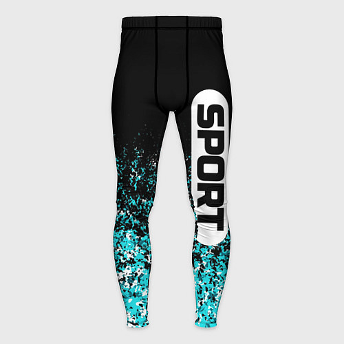 Мужские тайтсы Sport чёрно-голубой пятнистый / 3D-принт – фото 1