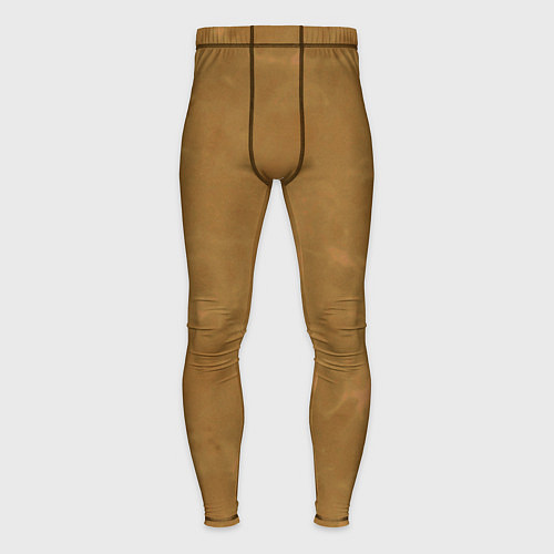 Мужские тайтсы Светлый оливково-коричневый однотонный текстурный / 3D-принт – фото 1