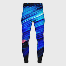 Тайтсы мужские Синии кисти краски на черном, цвет: 3D-принт