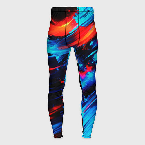 Мужские тайтсы Синие и красные мазки краски на черном / 3D-принт – фото 1