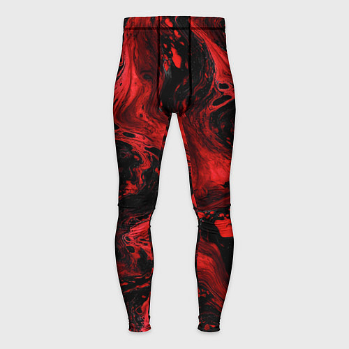 Мужские тайтсы Красно-черные разводы краски - абстрактный узор / 3D-принт – фото 1