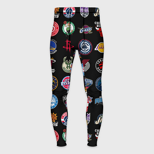 Мужские тайтсы Команды НБА на черном фоне / 3D-принт – фото 1