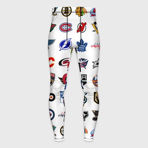 Мужские тайтсы Команды НХЛ на белом фоне / 3D-принт – фото 1