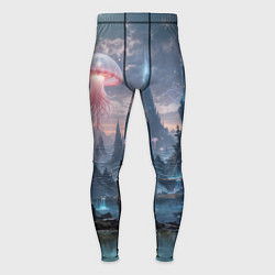 Тайтсы мужские Фантастический мир с медузами и озеро у гор, цвет: 3D-принт