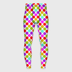 Тайтсы мужские Разноцветный горох на белом, цвет: 3D-принт