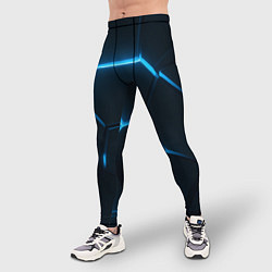 Тайтсы мужские Черные плиты с синим светом, цвет: 3D-принт — фото 2