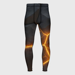 Мужские тайтсы Черные плиты с оранжевой молнией