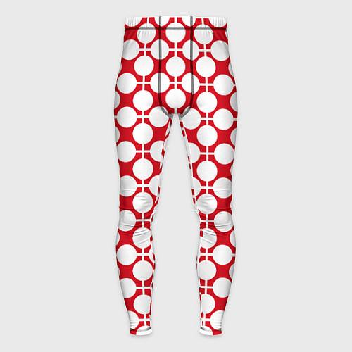 Мужские тайтсы Красно белый узор в клетку и горох / 3D-принт – фото 1