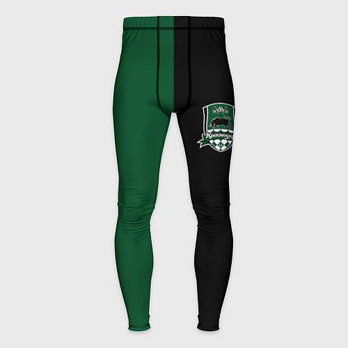 Мужские тайтсы ФК Краснодар - лого на черном с зеленым / 3D-принт – фото 1