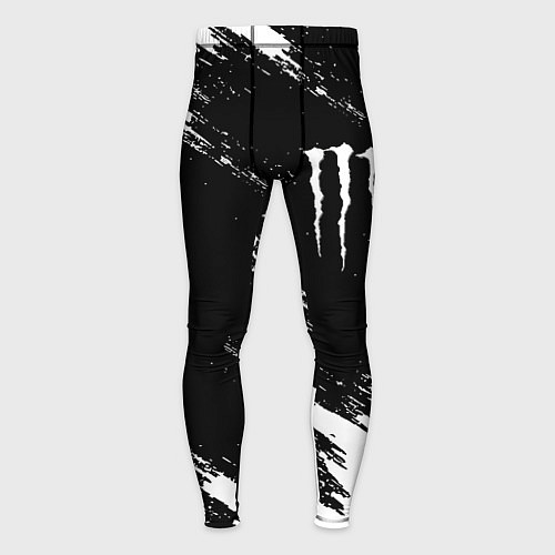 Мужские тайтсы Monster energy краски штрихи белые / 3D-принт – фото 1