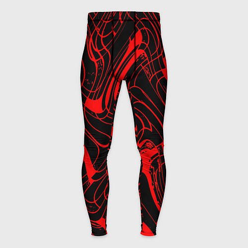 Мужские тайтсы Чёрный с красным искажённая абстракция / 3D-принт – фото 1