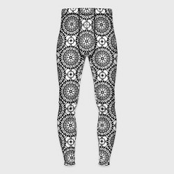 Тайтсы мужские Черно белый кружевной узор, цвет: 3D-принт
