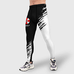 Тайтсы мужские Umbrella Corp - black and white, цвет: 3D-принт — фото 2