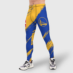 Тайтсы мужские Голден Стэйт Уорриорз - желто синие, цвет: 3D-принт — фото 2