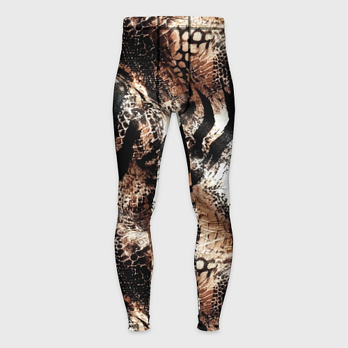Мужские тайтсы Змеиная кожа и полоски зебры микс - сафари паттерн / 3D-принт – фото 1