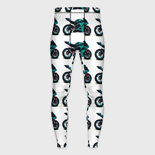 Мужские тайтсы Motorbike light blue / 3D-принт – фото 1