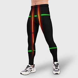 Тайтсы мужские Neon green black red line, цвет: 3D-принт — фото 2