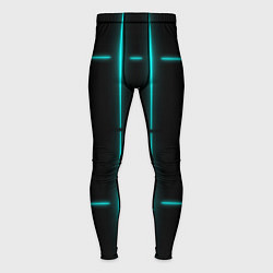 Тайтсы мужские Neon black light blue line, цвет: 3D-принт