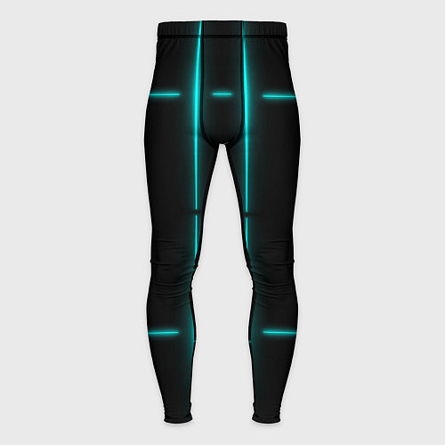 Мужские тайтсы Neon black light blue line / 3D-принт – фото 1