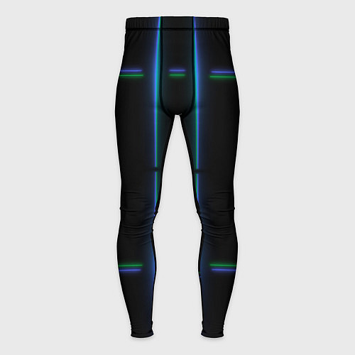Мужские тайтсы Color black green blue lines / 3D-принт – фото 1