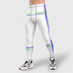Тайтсы мужские Neon white green light blue, цвет: 3D-принт — фото 2