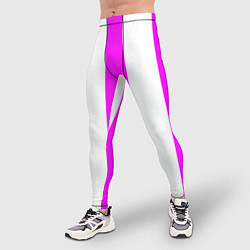 Тайтсы мужские Color white pink lines, цвет: 3D-принт — фото 2