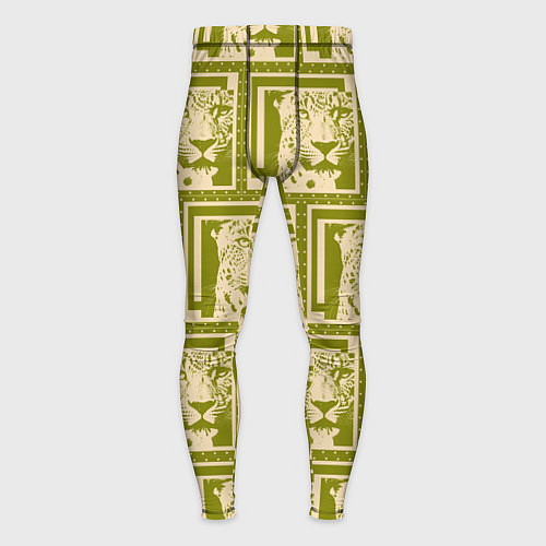 Мужские тайтсы Леопард в оливковом / 3D-принт – фото 1