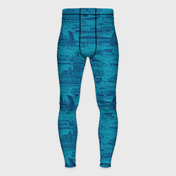 Мужские тайтсы Корюшка пошла по Неве на синем фоне